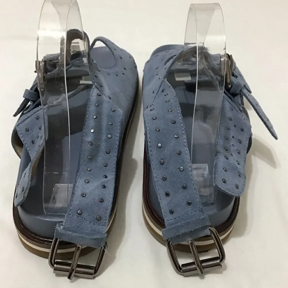 Anthropologie Pilcro Blue Suede Slingback Sandals Size 41